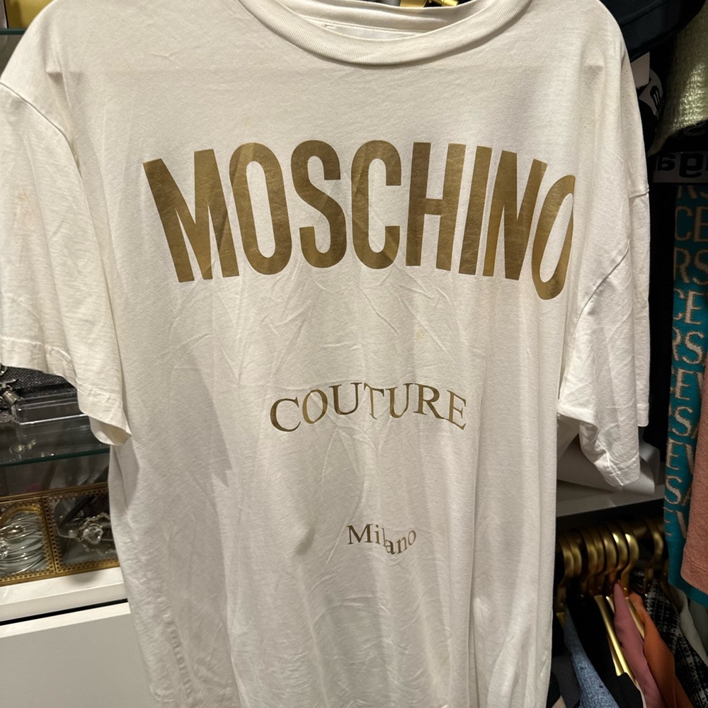 Moschino White and Gold Short Sleeve Tee
